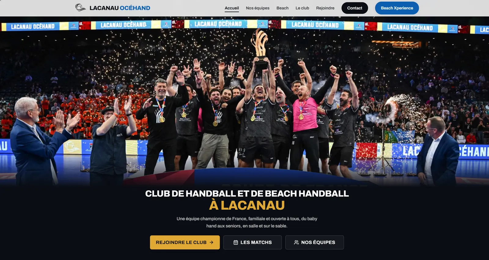 Page d'accueil du site Lacanau Océhand